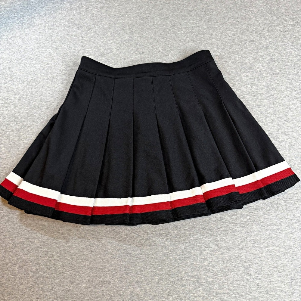 Vintage Cheerleader & DanzTeam Pleated Cheer Skirt Black Red White 26" waist